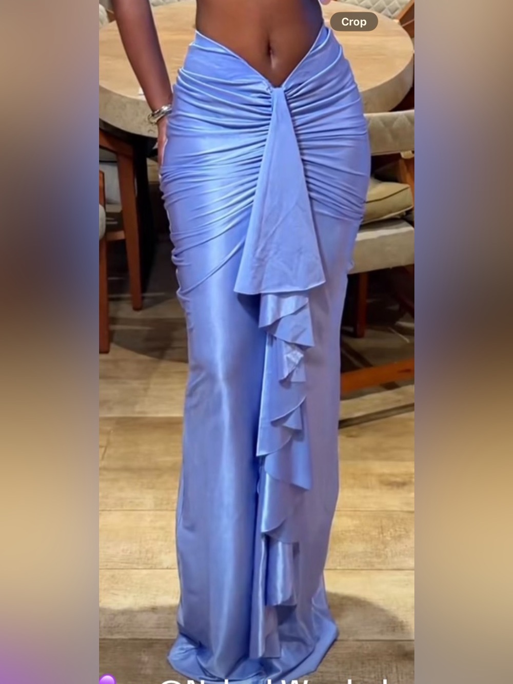 Coucoo Lavender Ruched Satin Maxi Dress with Front Ruffle